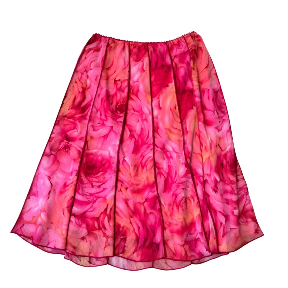 90s Y2K Fairycore Pink Floral 2 Piece Skirt Set Connected Apparel Size M - Picture 7 of 8